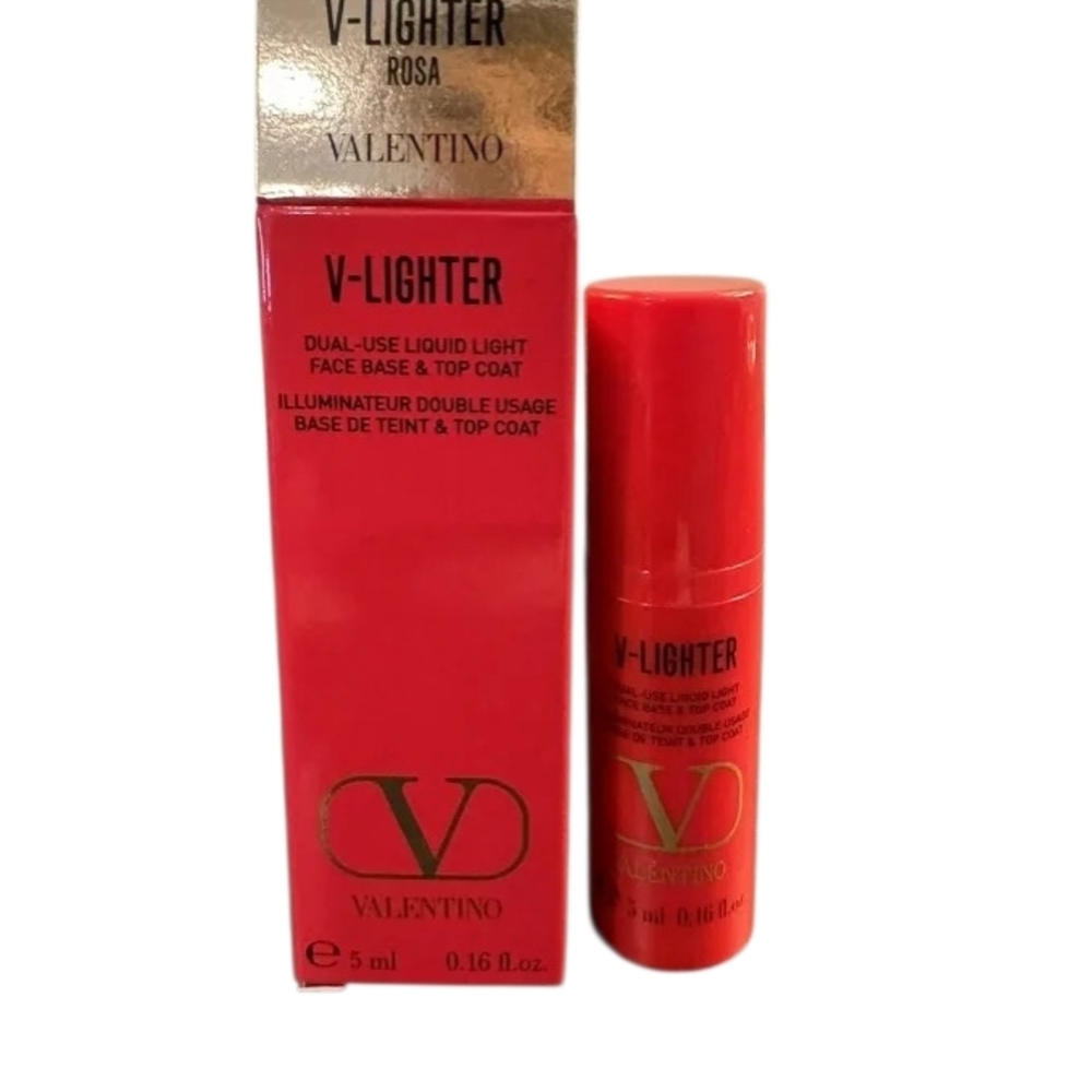 NWT Valentino V-Lighter Rosa Liquid Light Face Base And Top Coat Highlighter 5mL